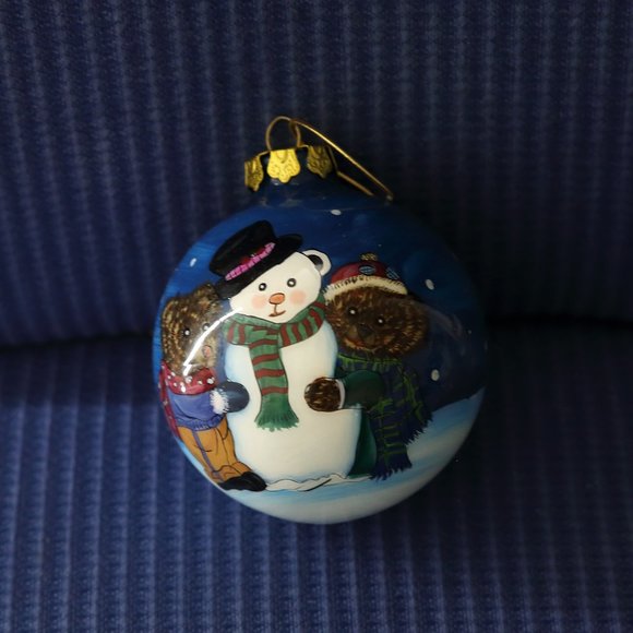 Other - Snowman teddy bear painted Christmas ornament